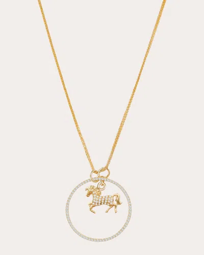 Yi Collection Women's Diamond Zodiac Horse Pendant Necklace In Gold