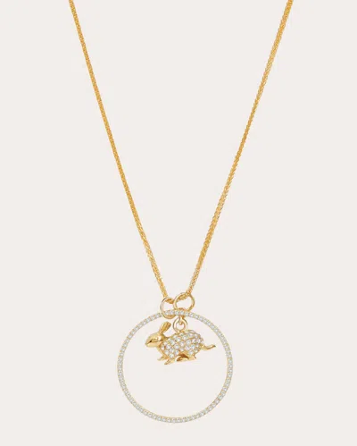 Yi Collection Women's Diamond Zodiac Rabbit Pendant Necklace In Gold