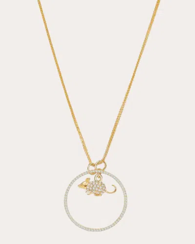 Yi Collection Women's Diamond Zodiac Rat Pendant Necklace In Gold