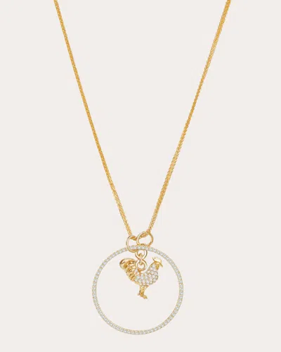Yi Collection Women's Diamond Zodiac Rooster Pendant Necklace In Gold