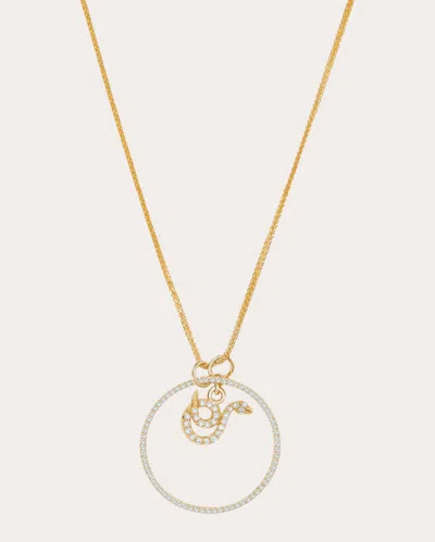 Yi Collection Women's Diamond Zodiac Snake Pendant Necklace In Gold