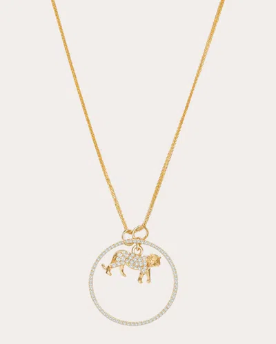 Yi Collection Women's Diamond Zodiac Tiger Pendant Necklace In Gold
