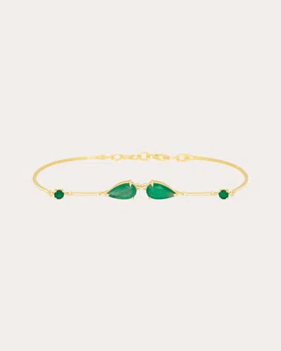 Yi Collection Women's Emerald & 18k Gold Dewdrop Duo Bracelet