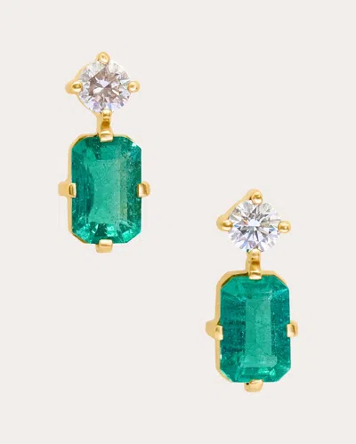 Yi Collection Women's Emerald & Diamond Deco Drop Earrings In Green