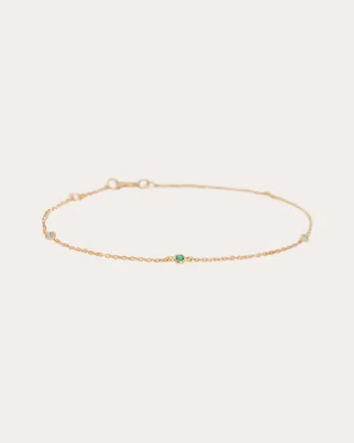 Yi Collection Women's Emerald & Diamond Petite Dot Bracelet In Gold