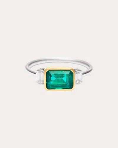 Yi Collection Women's Emerald & Diamond Two-tone Forever Ring In Silver