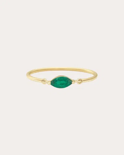 Yi Collection Women's Emerald Marquise Petite Circle Ring In Gold