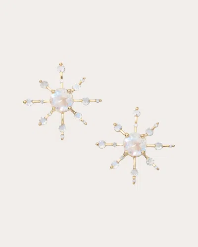 Yi Collection Women's Moonstone & Diamond Starburst Stud Earrings In Gray