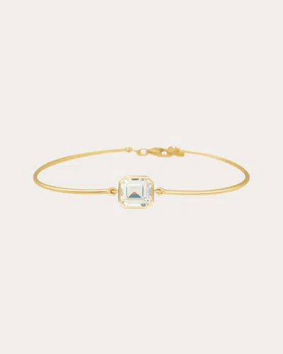 Yi Collection Women's Rainbow Moonstone & 18k Gold Bar Bangle In Orange