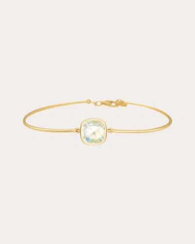 Yi Collection Women's Rainbow Moonstone & 18k Gold Cushion Bangle