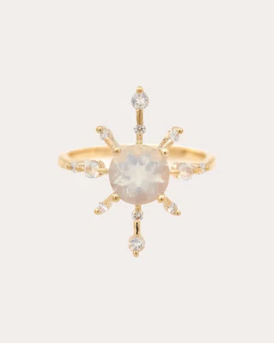 Yi Collection Women's Rainbow Moonstone & Diamond Starburst Ring In Gold