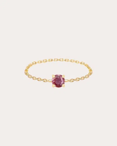 Yi Collection Women's Raspberry Tourmaline & 14k Gold Chain Ring In Green