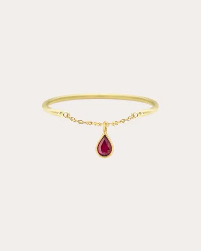 Yi Collection Women's Ruby & 14k Gold Half-chain Drop Ring