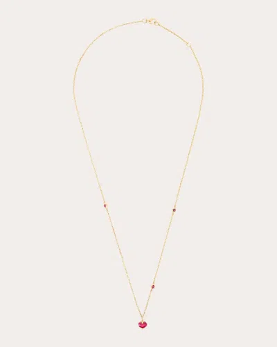 Yi Collection Women's Ruby & 18k Gold Heart Pendant Necklace In Pink