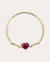 Yi Collection Women's Ruby Heart Half Chain Ring 18k Gold In Multicolor