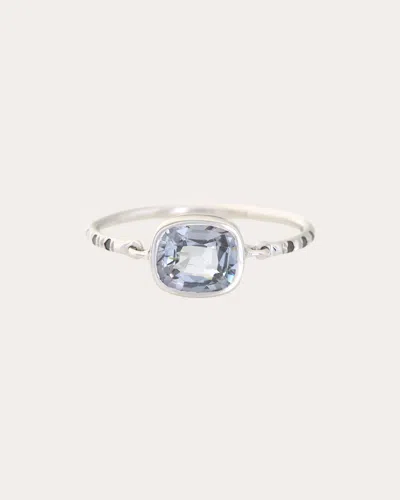 Yi Collection Women's Silver Spinel & Black Diamond Petite Circle Ring 18k Gold