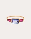 YI COLLECTION WOMEN'S TANZANITE AND RUBY RING 18K GOLD