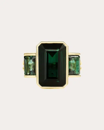 Yi Collection Women's Tourmaline & 18k Gold Supreme Bar Ring In Green