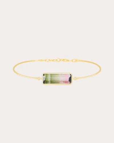 Yi Collection Women's Watermelon Tourmaline Supreme Bar Bangle In Gold