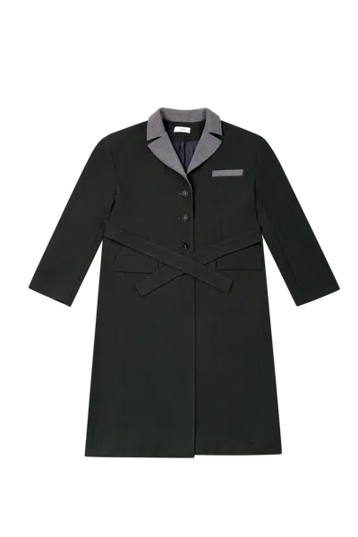 Yibri Long Coat With Contrast Collar In Black