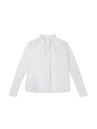 Yibri Ruched Collar Short Shirt In White