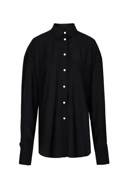Yibri Women's Black Japanese Viscose Button-up Shirt