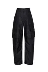 Yibri Women's Black Satin-finish Cargo Trousers