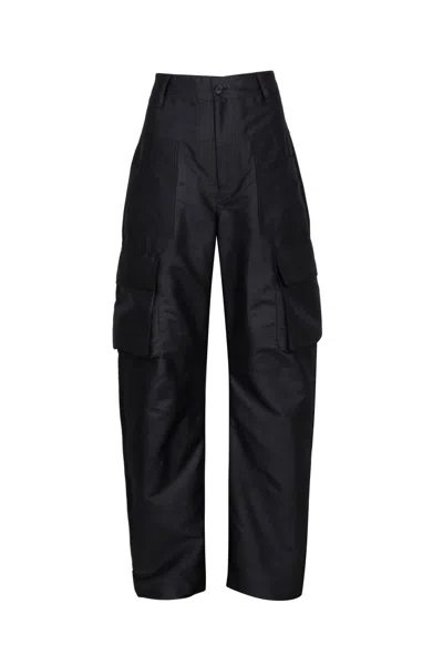 Yibri Women's Black Satin-finish Cargo Trousers