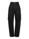 Yibri Women's Blue Enzyme-washed Denim Cargo Trousers
