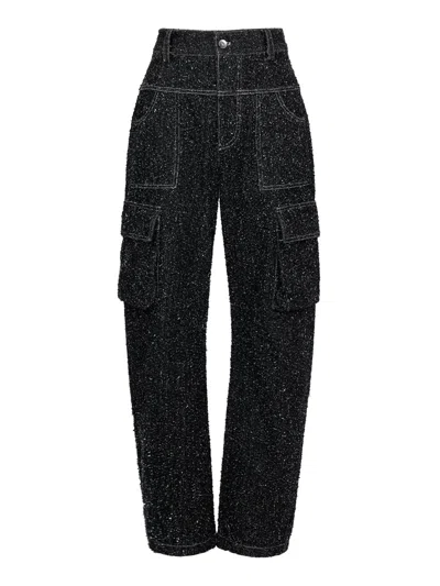 Yibri Women's Blue Enzyme-washed Denim Cargo Trousers