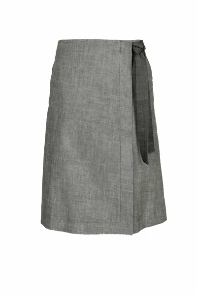 Yibri Women's Green Two Toned Denim Wrap Skirt