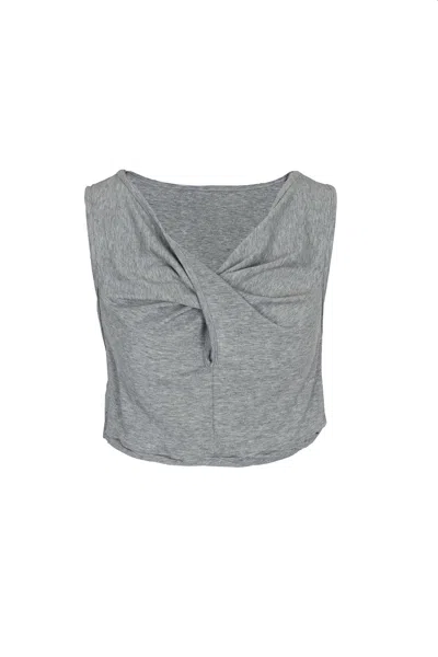 Yibri Women's Heather Grey Twisted Front Jersey Crop Top In Gray