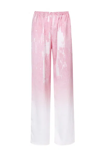 Yibri Women's Pink / Purple Gradient Printed Wide Trousers In Multi