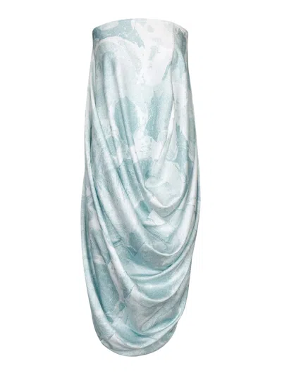Yibri Women's Water Lily Printed Strapless Drape Dress