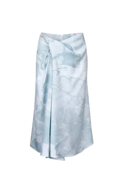 Yibri Women's White &green Marbled Water Lily Drape Skirt