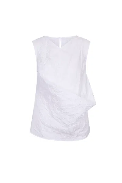 Yibri Women's White Crinkled Texture Sleeveless Top