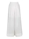 Yibri Women's White Ramie Ultra Wide-leg Trousers