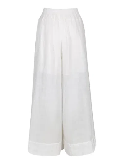 Yibri Women's White Ramie Ultra Wide-leg Trousers