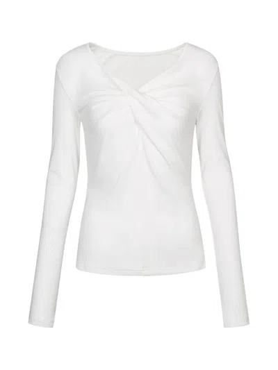 Yibri Women's White Twisted Long Jersey Sleeve Top