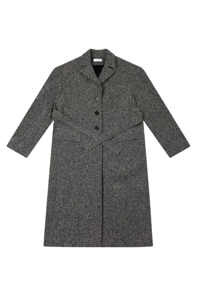 Yibri Wool-blend Textured Long Coat In Grey