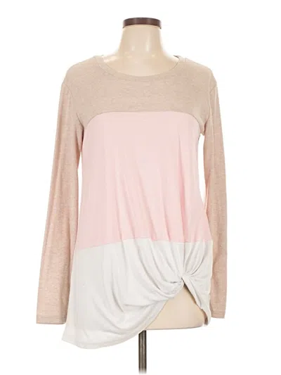 Pre-owned Yidarton Long Sleeve Top Pink Crew Neck Tops