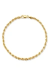 Yield Of Men 3mm Rope Chain Bracelet In Gold