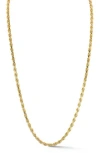 Yield Of Men 3mm Rope Chain Necklace In Gold