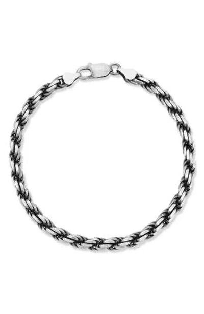 Yield Of Men Oxidized Sterling Silver Rope Chain Bracelet