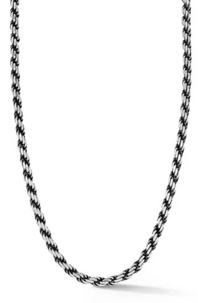 Yield Of Men 5mm Oxidized Rope Chain Necklace In Silver