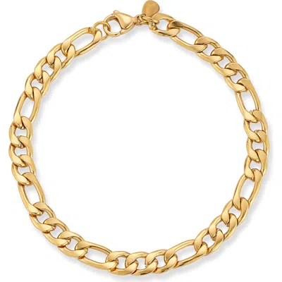 Yield Of Men 7mm Figaro Chain Bracelet In Gold