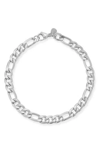 Yield Of Men 7mm Figaro Chain Bracelet In Silver