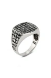 Yield Of Men Basketweave Signet Ring In Metallic