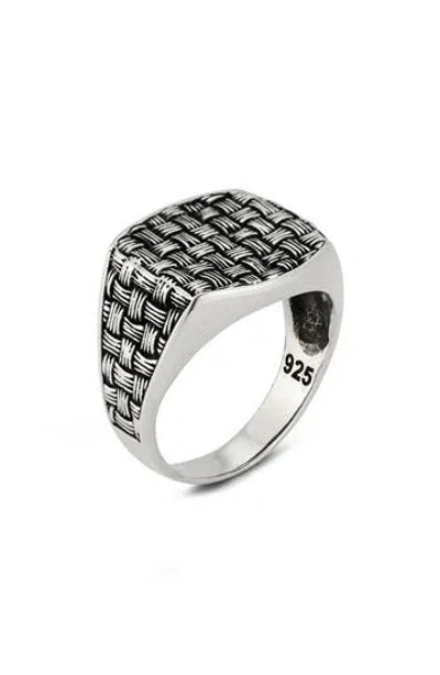 Yield Of Men Basketweave Signet Ring In Metallic