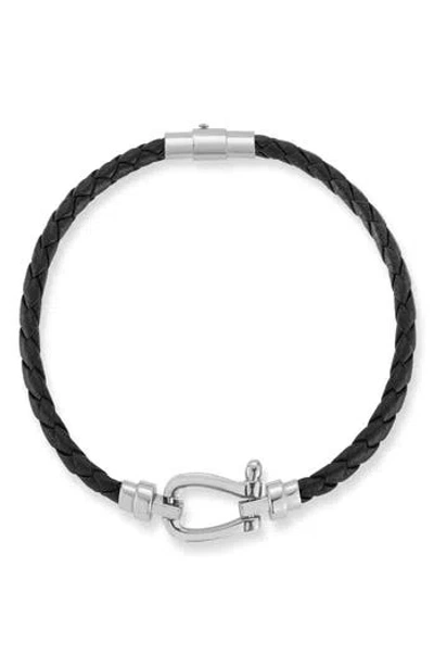 Yield Of Men Braided Leather Bracelet In Black